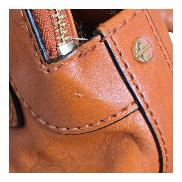 Antonio Melani Genuine Leather Handbag Purse Honey Brown Double Handle 14" x 10" - Picture 11 of 14